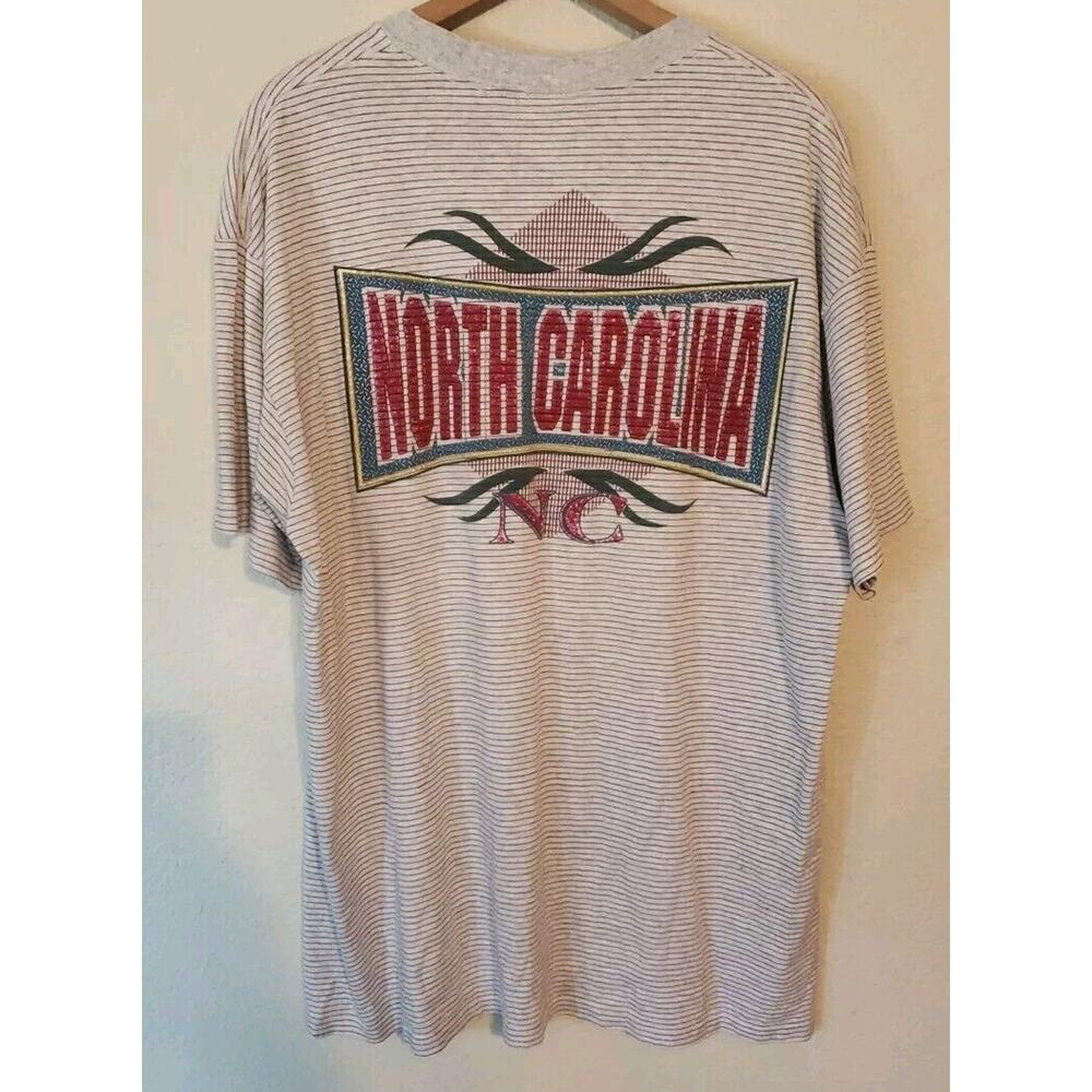 80s 90s vintage striped north carolina single stitch XL PUFF PAINT 2 Sided